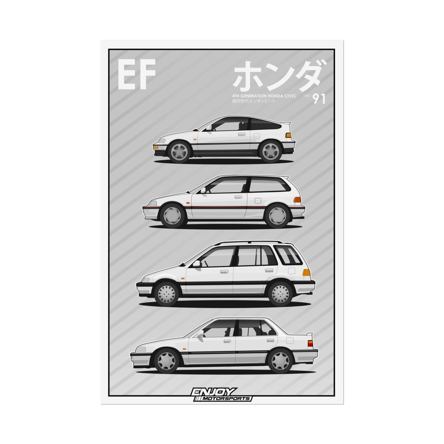4th Generation Civic Collection - Vertical Rolled Poster