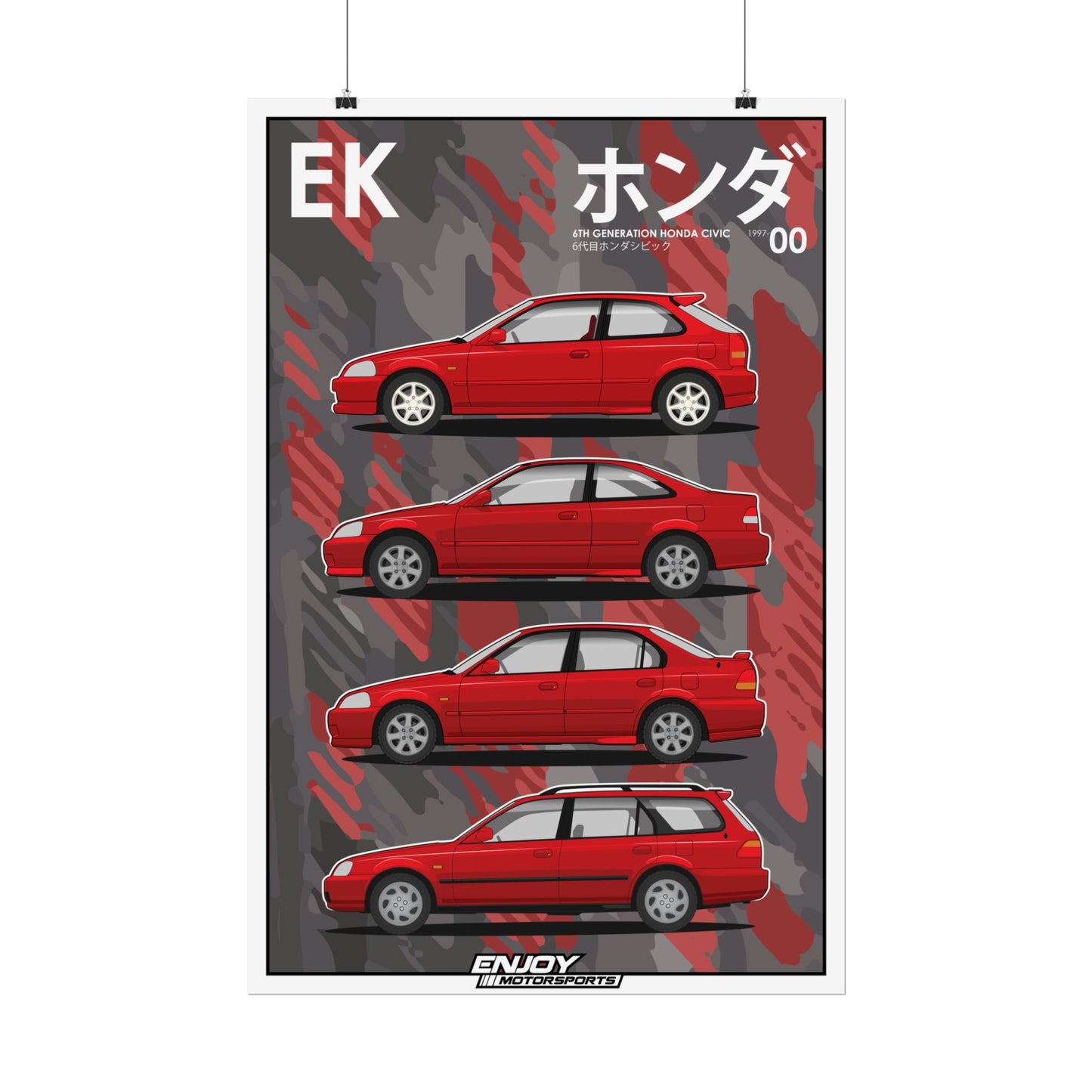 Enjoy Motorsports 6th Generation Honda Civic Collection 24x36 Civic Poster