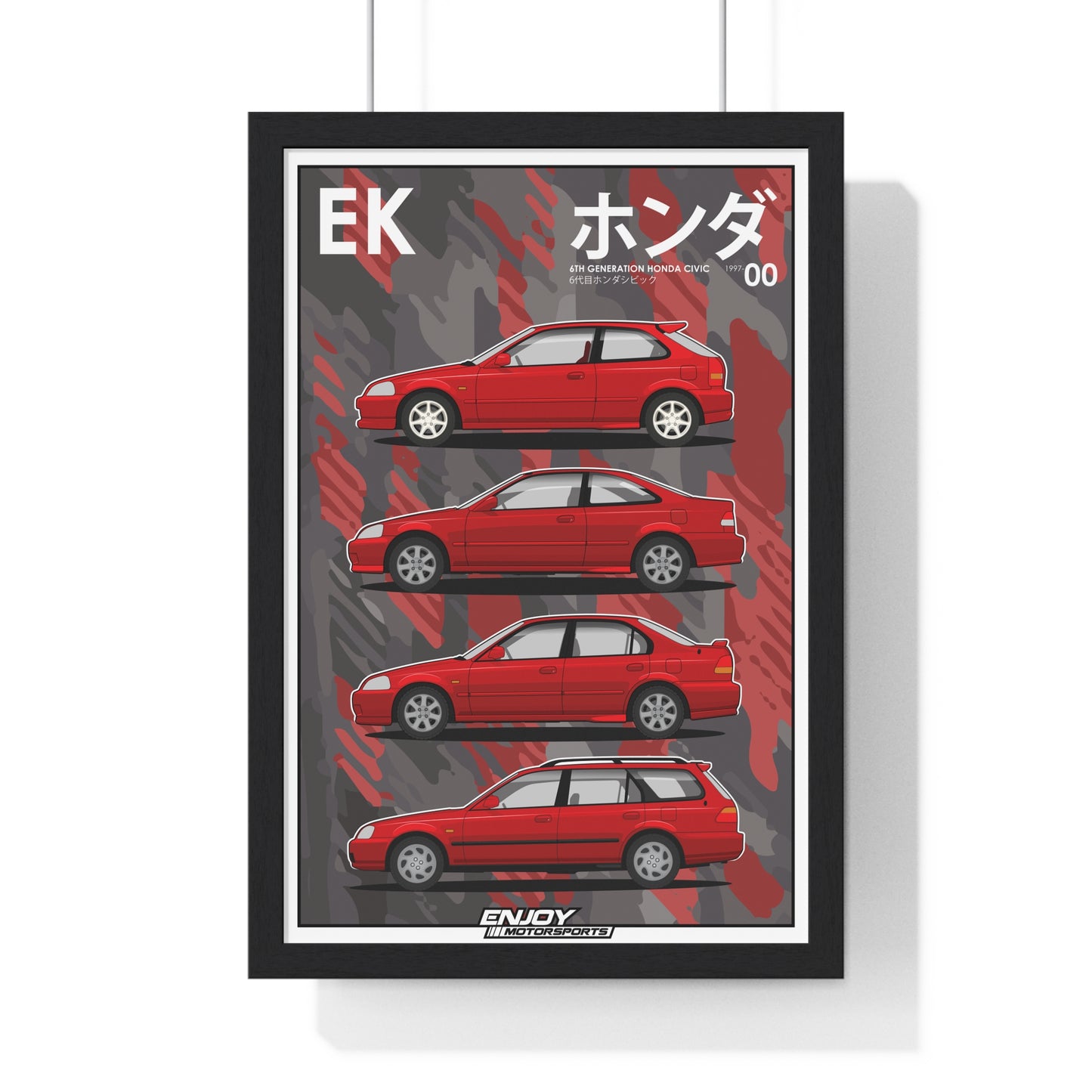 Enjoy Motorsports 6th Generation Honda Civic Collection 12x18 Vertical Framed Print
